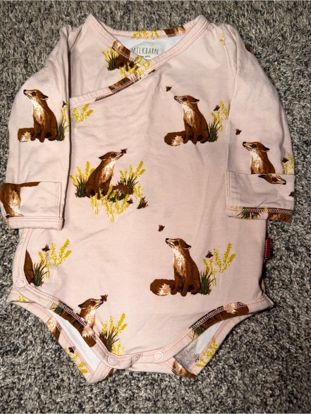 Milkbarn Pink Fox Print Kimono-Style One-Piece
